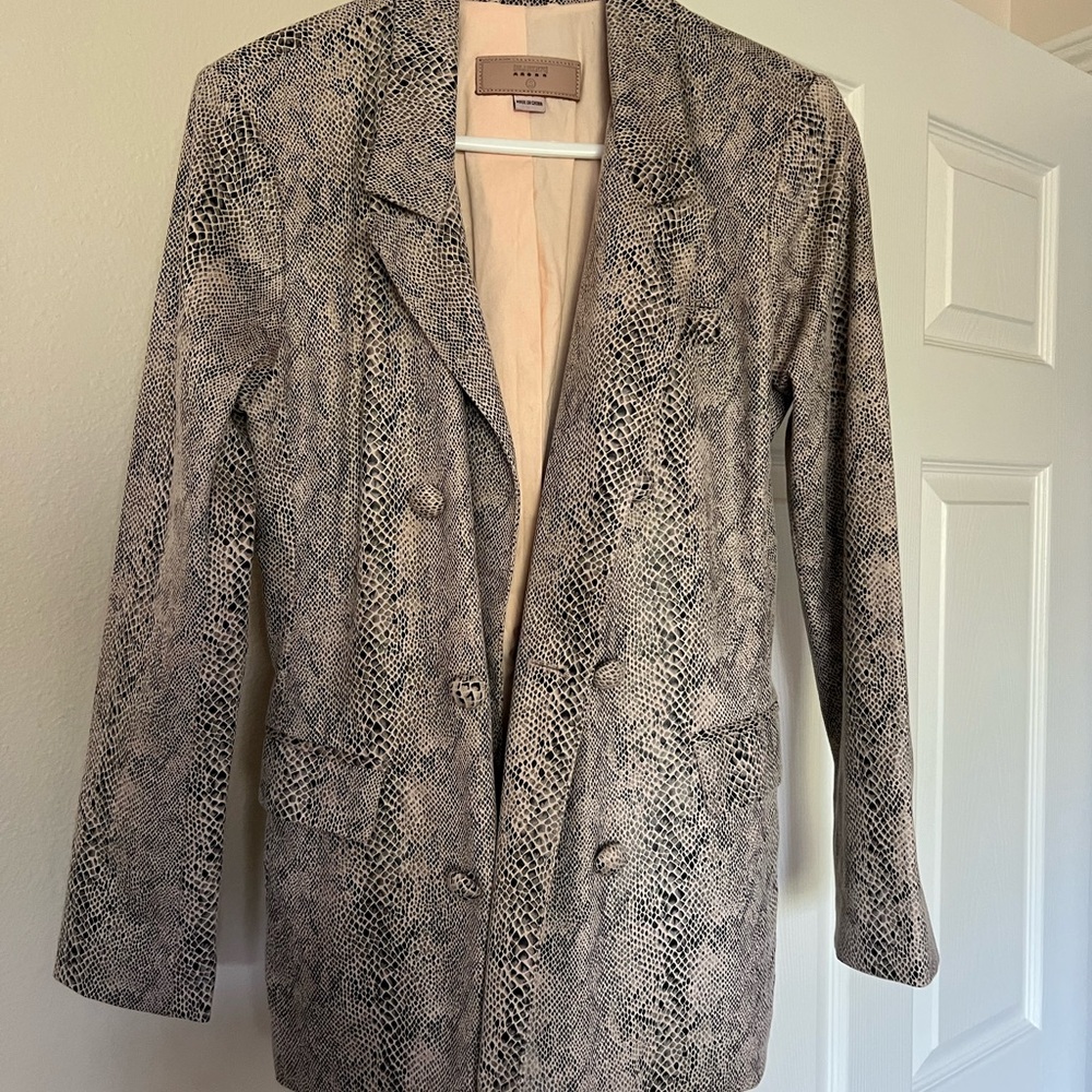 Sleeper Snake-Print Blazer Jacket - Neutral Taupe